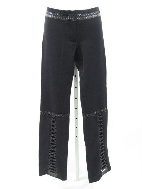 SHARAGANO Black Stretch Open Stitch Pants Sz S  