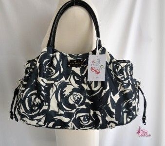   BLACK & CREAM BABY DIAPER BAG TRAVEL TOTE SATCHEL PURSE NWT  