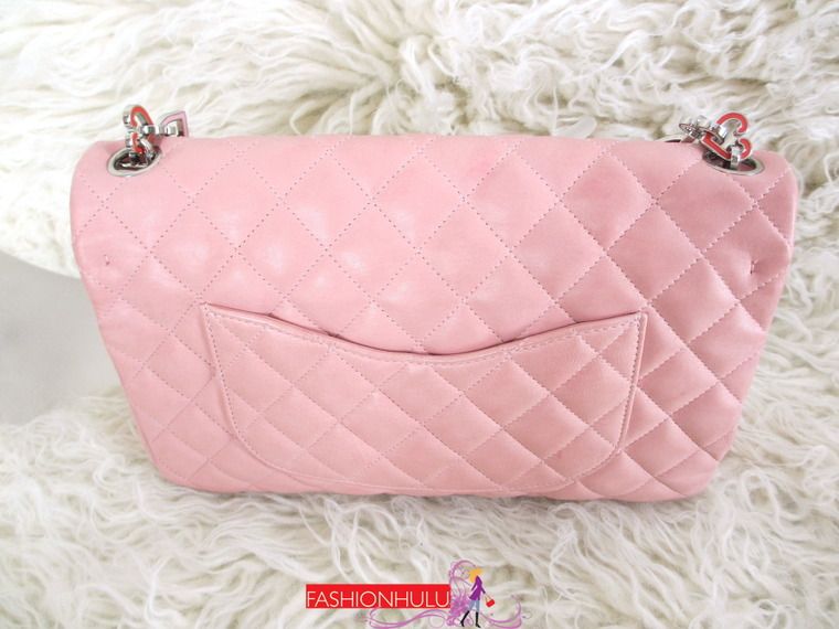   Pink Lambskin Valentine Heart Chain Limited Edition Flap Bag  