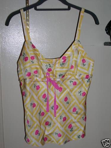 Crew Summery Yellow Silk Floral Cami Tank Top S  