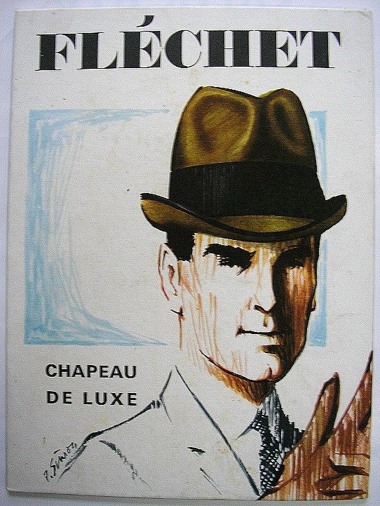 FRENCH HAT SIGN 1950 CHAPEAU FLECHET BRUN EASEL BACK  