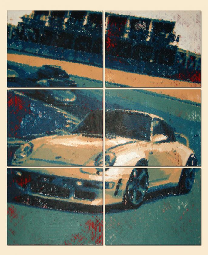 PORSCHE PAINTING   HUGE (41x50) 6 Canvas Original Art  