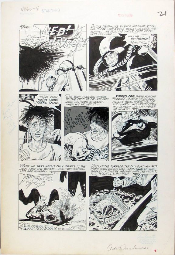 GENE FAWCETTE   Orig 4 pg Story Art SCUBA DIVING STORY  