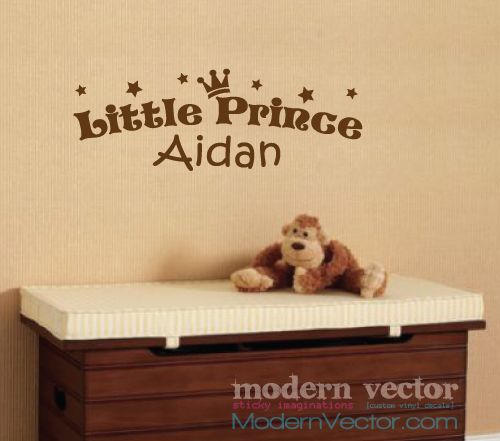 Personalized Crown Little Prince Name Vinyl Wall Decal  