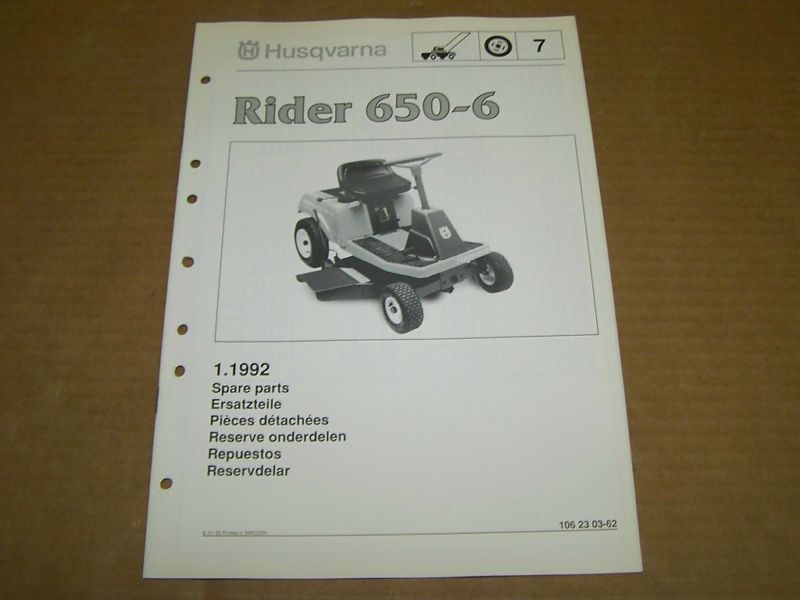 c139) Husqvarna Parts List Lawn Rider 650 6  