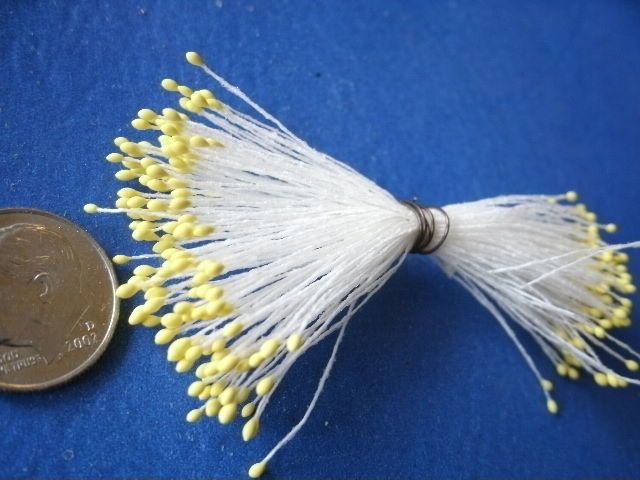 Vintage Millinery Flower Stamen Soft Pale Yellow ED15  