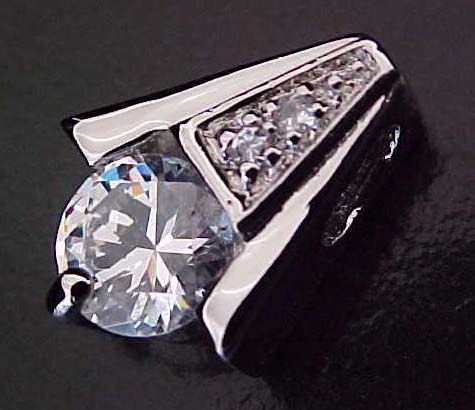 GEOMETRIC Brilliant CZ Solitaire Sterling Pendant w/ch  