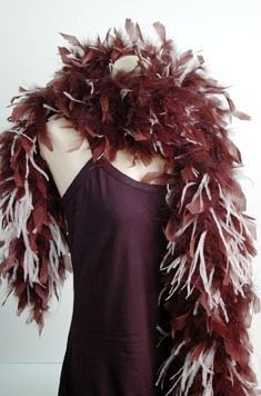 CHANDELLE FEATHER BOA   BROWN w/ BEIGE Ostrich Bridal  