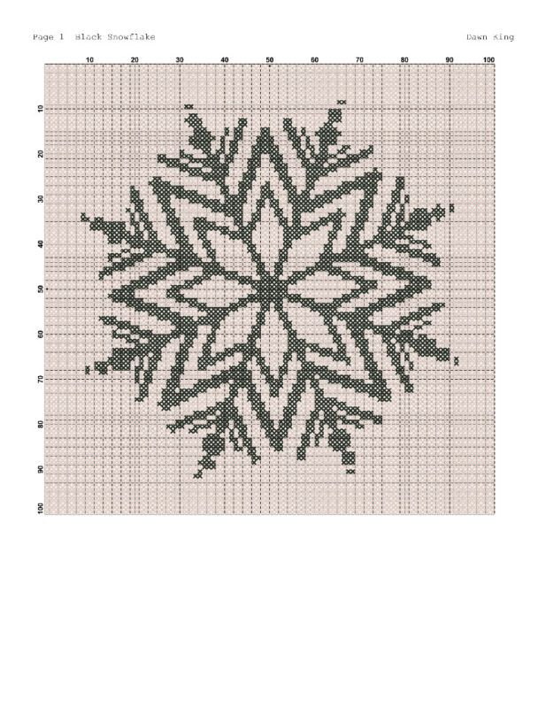 BLACK SNOWFLAKE Cross Stitch Pattern   One Color  