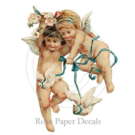 Decal Vintage Chic Shabby Cherub Angel Decals T4M  