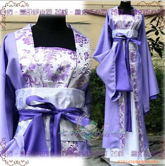 China Hanfu Kimono Purple Dress Cosplay Costume BP1  