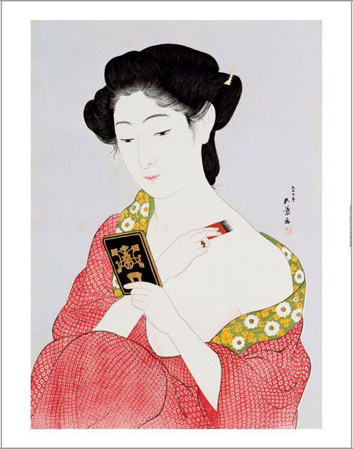 HASHIGUCHI GOYO Woman Powdering Her Neck JAPANESE  