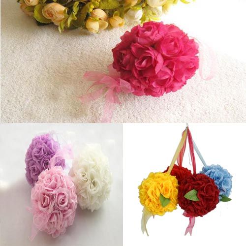 PCS Elegant Silk Rose Flowers Kissing Ball Bouquet Wedding Decor 