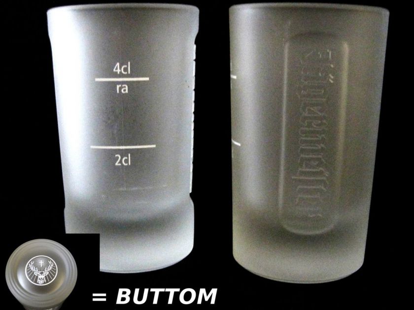 SET OF 2 JAGERMEISTER FROSTED SHOT SCHNAPS GLASSES / BN + RARE  