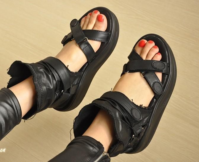 HOT PUNK COMFORTABLE FLAT PLATFORM SANDAL SHOES WEDGE  