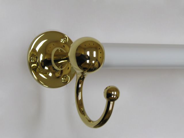 MOTIV 18 TOWEL BAR w HOOKS 0102HPW 3 BRASS / PORCELAIN  