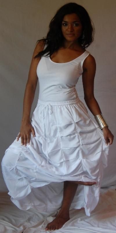   WHITE/SKIRT MAXI 2X 3X 4X WAIST MULTIPLE SEAMS SCALLOPS MADE 2 ORDER