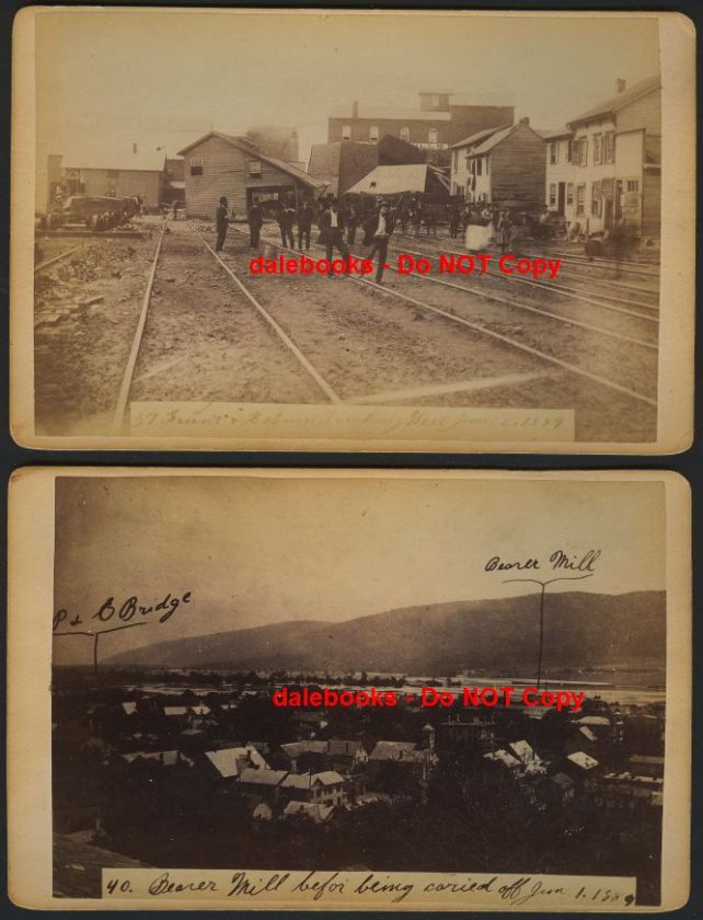 RARE 64 Albumen Photo LOT 1889 Williamsport PA Flood  