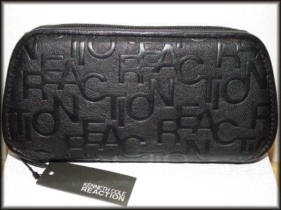 KENNETH COLE ZIP AROUND LOGO EMBOSSED CLUTCH WALLET   NEW  