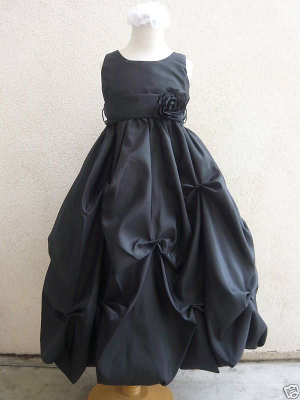 FLOWER GIRL DRESS BLACK PO1 + SASH COLOR SZ 2 to 10  