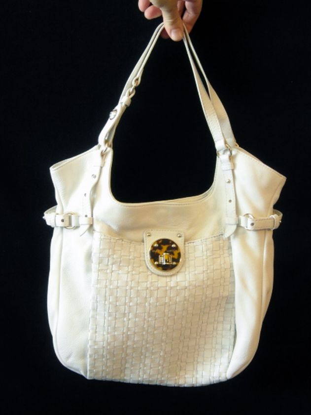 Elliott Lucca Granada White Leather Turnlock Tote  