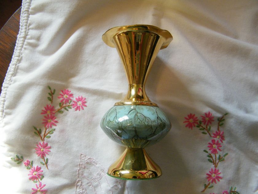 Handpainted Delftware Brass Vase Made In Holland NICE  