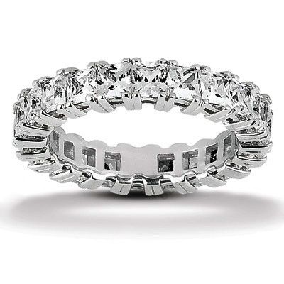 6CT PRINCESS DIAMOND ETERNITY WEDDING BAND AIRLINE DOUBLE PRONG 14K 