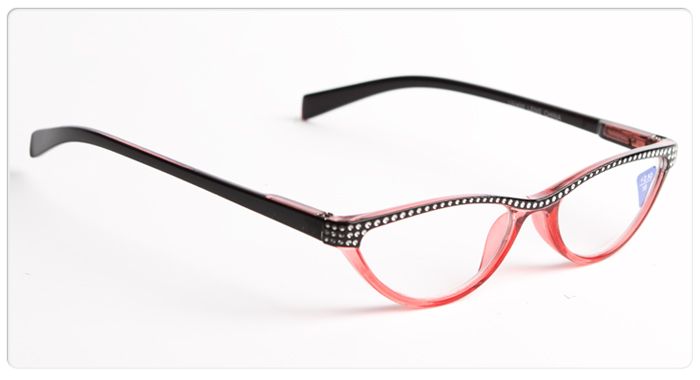Retro Reading Glasses Women Pink Rhinestones +1.75  