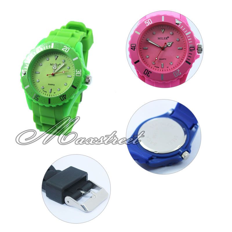 New Fashion Candy Colors Girl Womens silicone Wrist Watch Jelly 