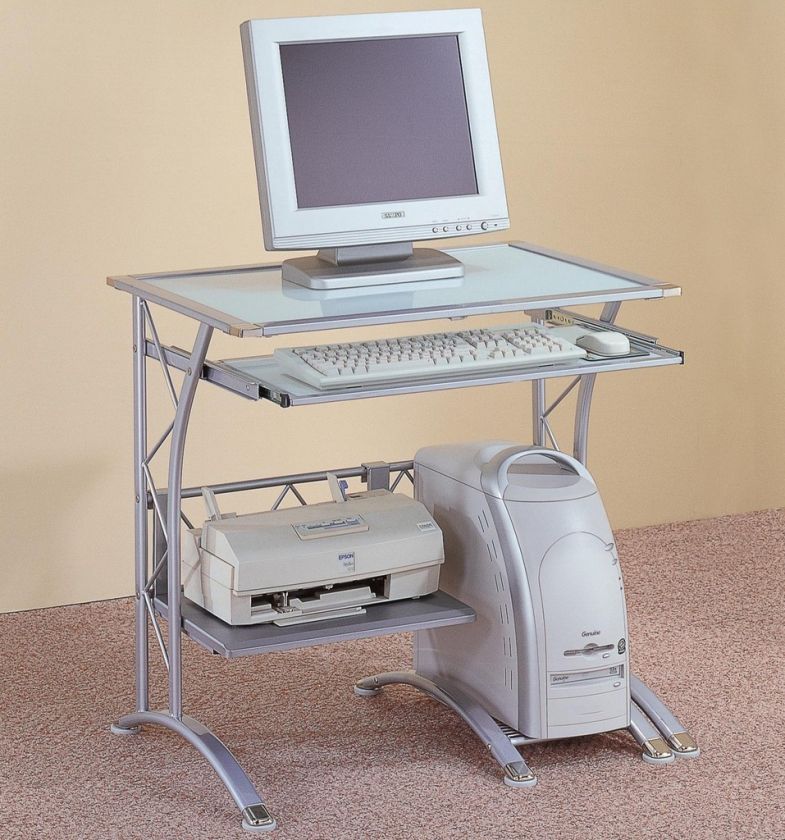 Contemporary modern tempered glass Pragma Computer Desk  