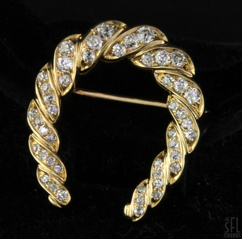 TIFFANY & CO. 18K GOLD VICTORIAN FANCY 1.0CT VS1/F DIAMOND HORSESHOE 