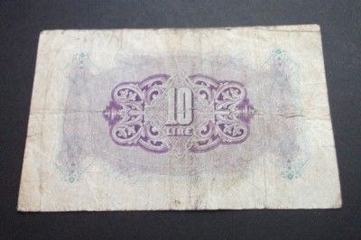 BRITISH MILITARY AUTHORITY IN TRIPOLITANIA 10 LIRE NOTE  