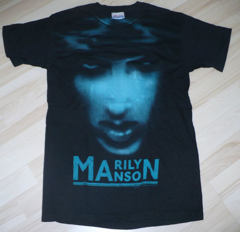 Vintage Black & Blue MARILYN MANSON FACE T SHIRT Small  