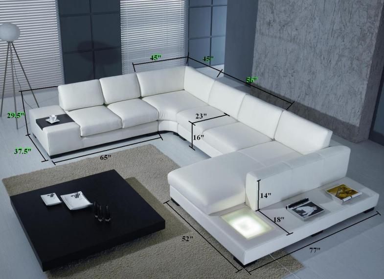 T35 Italian Leather Living Room Sectional Sofa Couch  