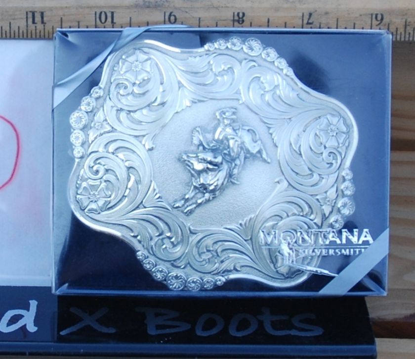 zz30   Montana Silvermiths FANCY belt buckle bull rider   was 118.00 