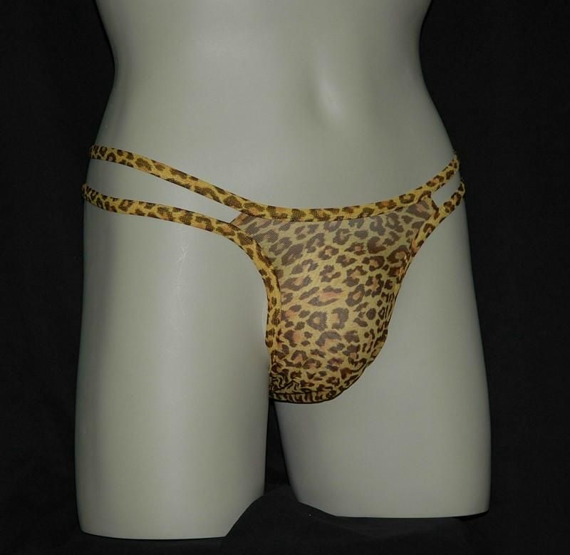 Murena mens double side string mesh leopard thong  