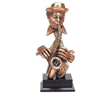 Saxophone Player Jazz Black Musician Copper Statue  
