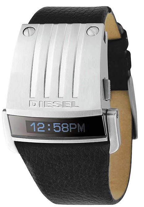 NEW DIESEL WATCH BLACK LEATHER FOR MEN Sporty DZ7079  