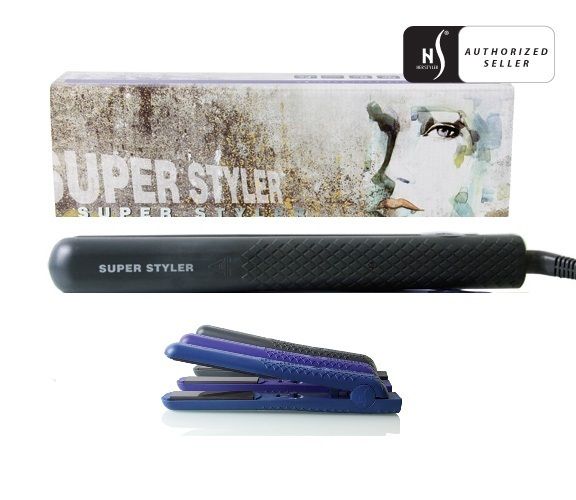 HERSTYLER BLACK Super Styler Ceramic Flat Iron Onyx Straighter ion 