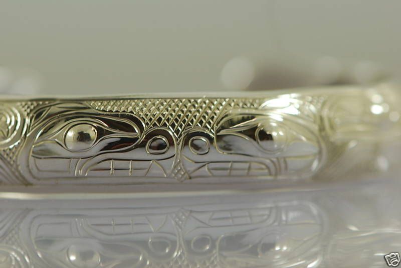 Gene Chilton Tlingit 1/2 S. Silver Bear Bracelet Cuff  