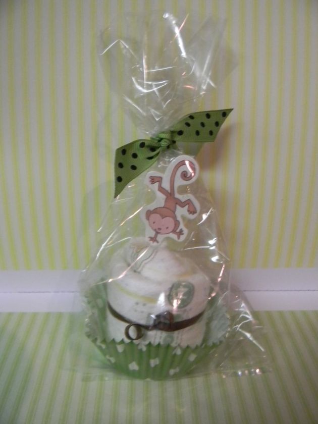 MONKEY diaper cupcakes boy/girl baby shower favor or decoration  