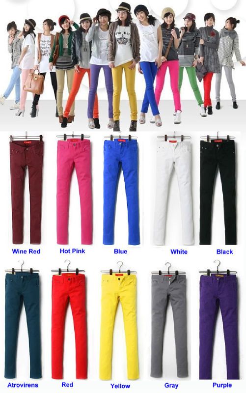 Fashion Women Sexy Candy Colors Pencil Pants Slim Fit Stretch Jeans 