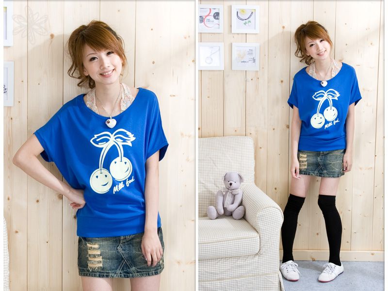 2012 Young girl First Point Short Sleeve T Shirt Lovely Cherry Top 