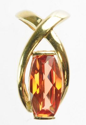 LADIES 10K YELLOW GOLD PRECIOUS TOPAZ ESTATE PENDANT 135065  