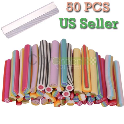   Pcs Biscuit Style Nail Art Fimo Canes Rods Decoration + Blade  