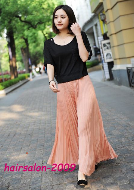   Girl 5 Color/3 Size Chiffon Elastic Waistband Long Skirt CQ0031  