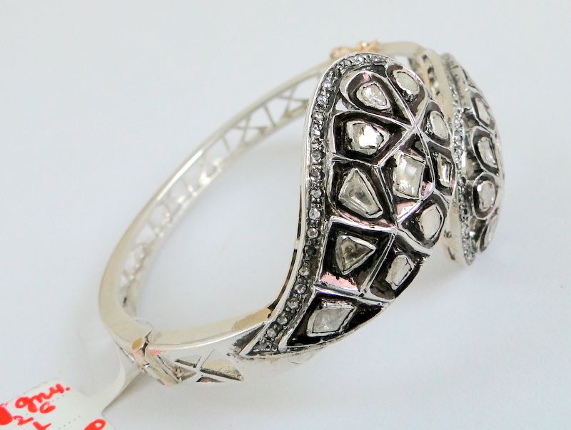 VICTORIAN DIAMOND SILVER GOLD BANGLE BRACELET  