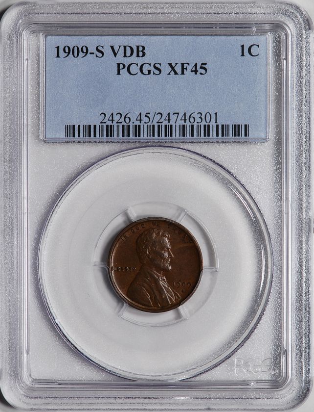 1909 S VDB Lincoln Wheat Cent 1C   PCGS XF45  