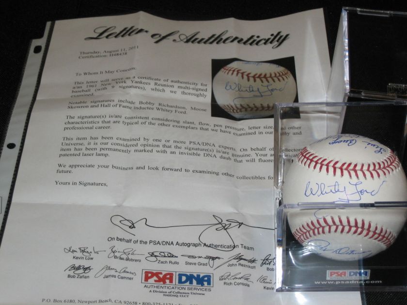 1961 YANKEES TEAM SIGNED (9) AUTOGRAPH OML BASEBALL PSA  