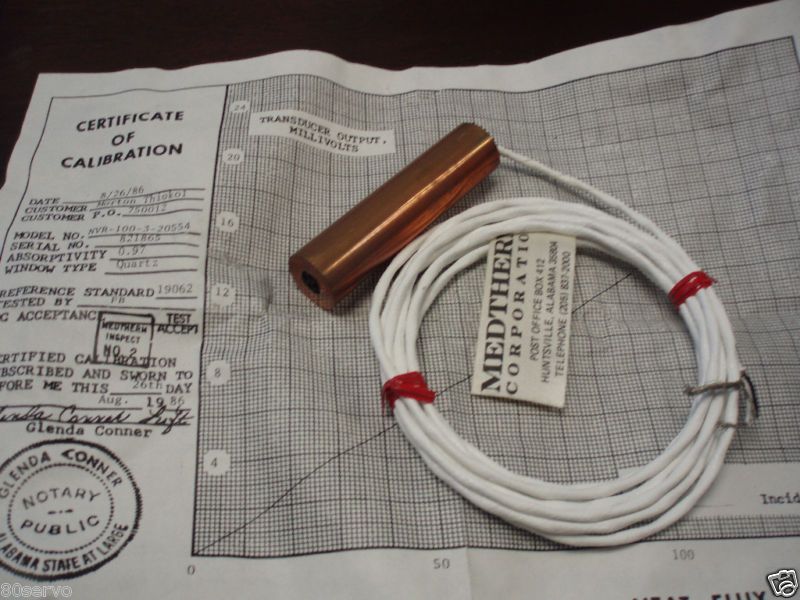 MEDTHERM TRANSDUCER SENSOR HEAT FLUX #NVR 100 3 20554  